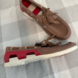 CROCS Brown and Red Casual Loafers